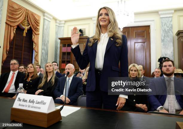 Kelly Loeffler, U.S. President Donald Trump's nominee to be Administrator of the Small Business Administration is sworn-in during her Senate Small...