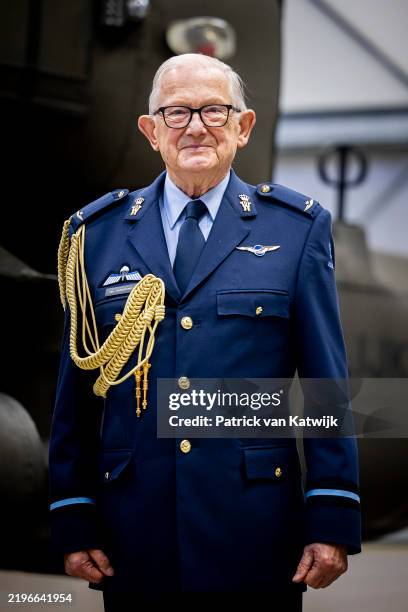 Military ceremony of Pieter van Vollenhoven visits Gilze-Rijen Airbase where he receives his new officer cross on January 29, 2025 in Gilzerijen,...