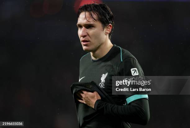 Federico Chiesa of Liverpool is seen during the UEFA Champions League 2024/25 League Phase MD8 match between PSV Eindhoven and Liverpool FC at PSV...