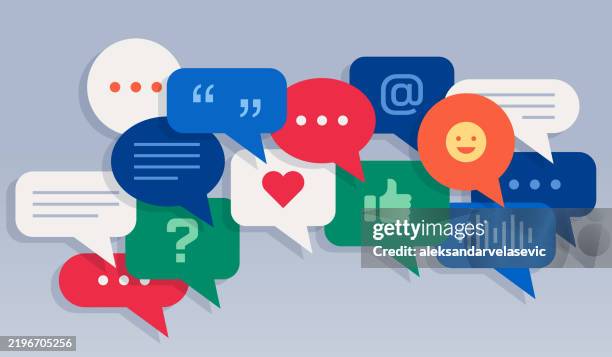 sprechblasen, reden, chatten, diskutieren, konzept - satzzeichen stock-grafiken, -clipart, -cartoons und -symbole