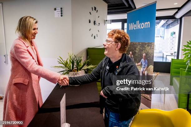 Queen Maxima of The Netherlands attends an action meeting of the National Coalition of Financial Health at Woonzorgpark De Hartenberg on January 30,...