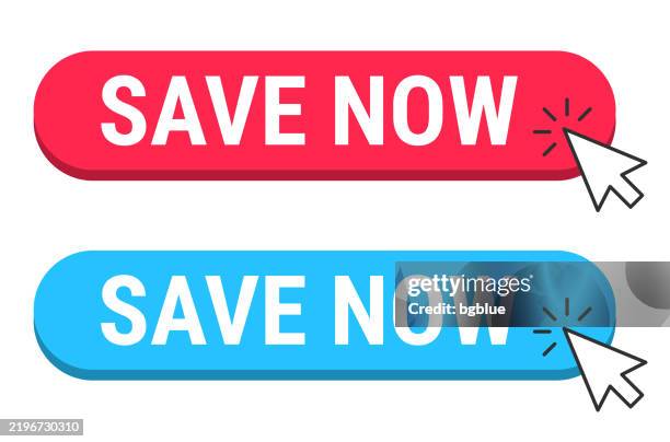 Save Now Red And Blue Buttons With Cursor On White Background High-Res ...