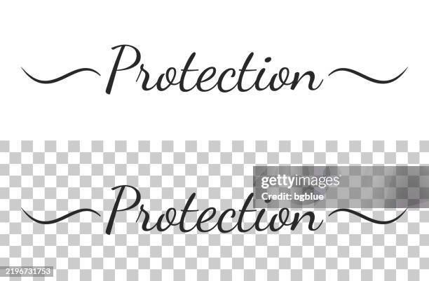 Protection Calligraphy Text With Swashes On Blank Background High-Res ...