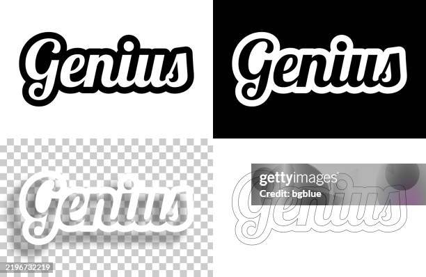 genius - text for design. blank, white and black backgrounds - line text - early start stock illustrations