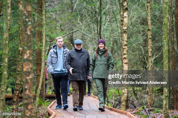 Queen Mary of Denmark visits the Danish Nature Foundation in Lerbjerg Forest where she where she experiences one of the forest's many restored bogs...