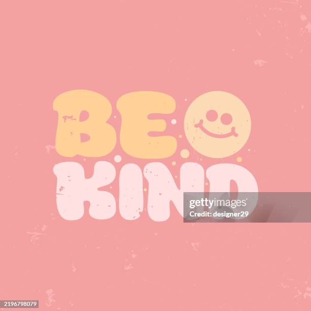 illustrations, cliparts, dessins animés et icônes de être gentil groovy lettrage icône conception vectorielle - for sale petite phrase