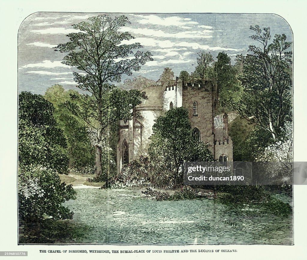 Chapel Of St Charles Borromeo, Weybridge, 1850s, 19th Century Vintage illustration