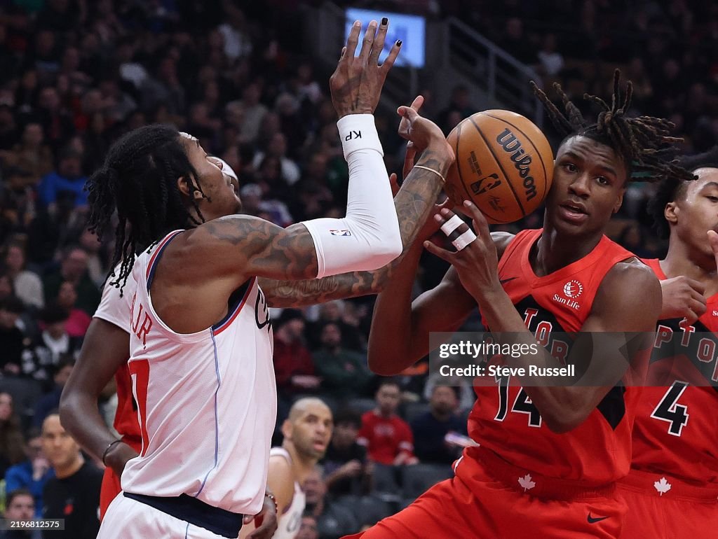 Toronto Raptors Fight Clippers guard Kevin Porter Jr. and Toronto Raptors guard Ja'Kobe ...