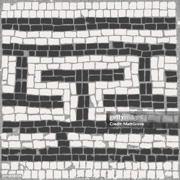 mosaic tiles border patterns - majolica stock illustrations