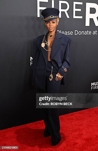 Singer and actress Janelle Monae arrives for the 67th Annual Grammy Awards at the Crypto.com Arena in Los Angeles on February 2, 2025. / RESTRICTED...