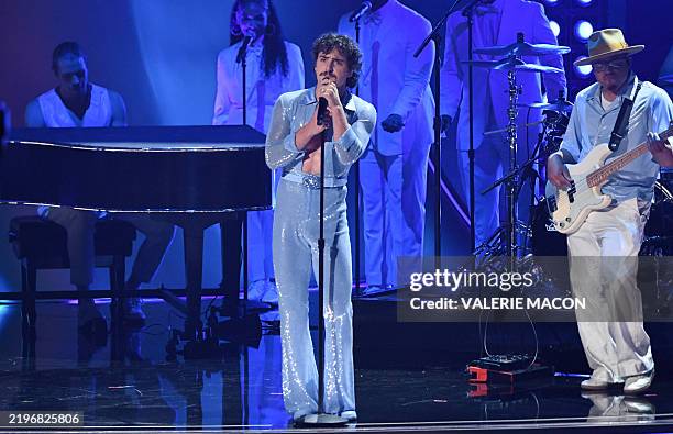 Singer Benson Boone performs on stage during the 67th Annual Grammy Awards at the Crypto.com Arena in Los Angeles on February 2, 2025. / RESTRICTED...