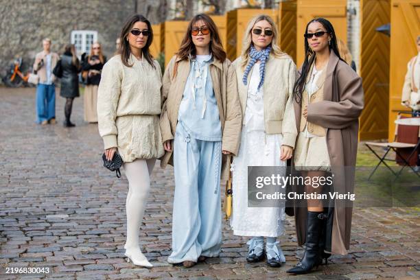 Benthe Liem, Michelle Elie, Elise Bak & Amaka Hamelijnck outside Munthe during the Copenhagen Fashion Week Autumn/Winter 2025 on January 30, 2025 in...