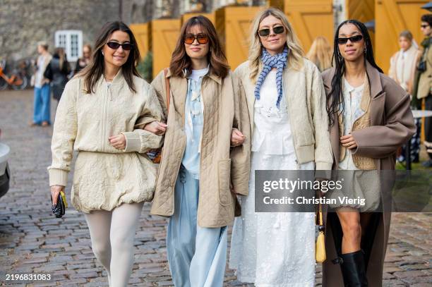 Benthe Liem, Michelle Elie, Elise Bak & Amaka Hamelijnck outside Munthe during the Copenhagen Fashion Week Autumn/Winter 2025 on January 30, 2025 in...