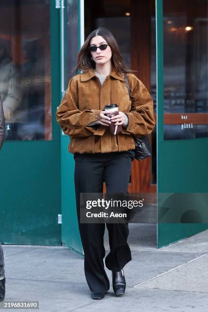 Hailey Bieber seen in SoHo on January 30, 2025 in New York City.