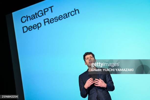 OpenAI CEO Sam Altman attends a press conference in Tokyo on February 3, 2025. Japan's SoftBank Group will form a joint venture with US tech giant...