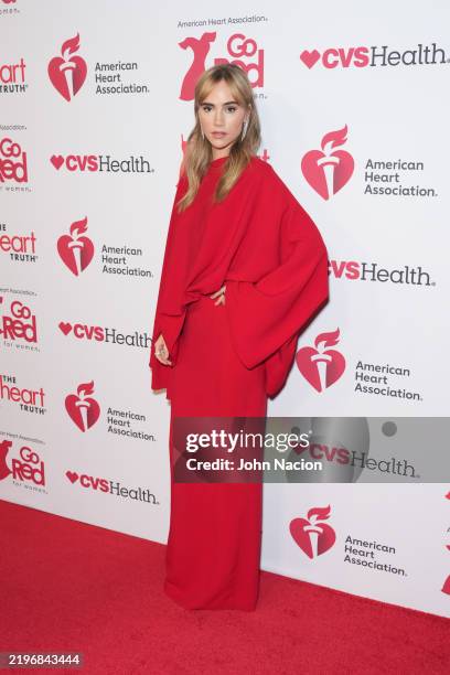 Suki Waterhouse attends The American Heart Association's Red Dress Collection Concert 2025 at Jazz at Lincoln Center on January 30, 2025 in New York...