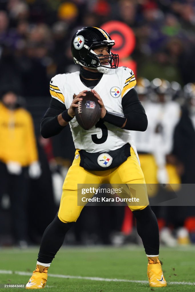 Russell Raven Russell Wilson of the Pittsburgh Steelers looks to make a pass during ...