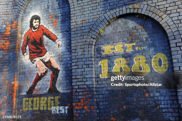November 14: George Best Mural Outside Windsor Park before the International Friendly match between Northern Ireland and Serbia at Windsor Park on...