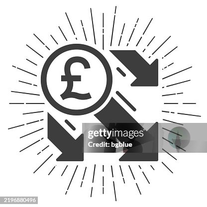 Pound decrease. Icon with sunbursts on white background Pound decrease. Icon with sunbursts on white background