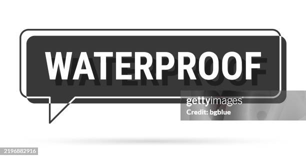 waterproof - 3d black speech bubble on white background - mac isolated stock illustrations
