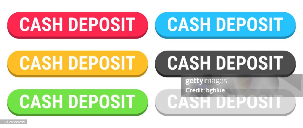 Click Money Button Cash Deposit Colorful 3d Click Web Buttons On Blank Background High-Res ...