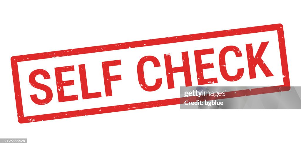 Self Check - Red rubber stamp on white background