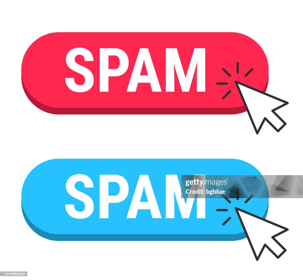 Spam Button Spam Red And Blue Buttons With Cursor On White Background High-Res ...