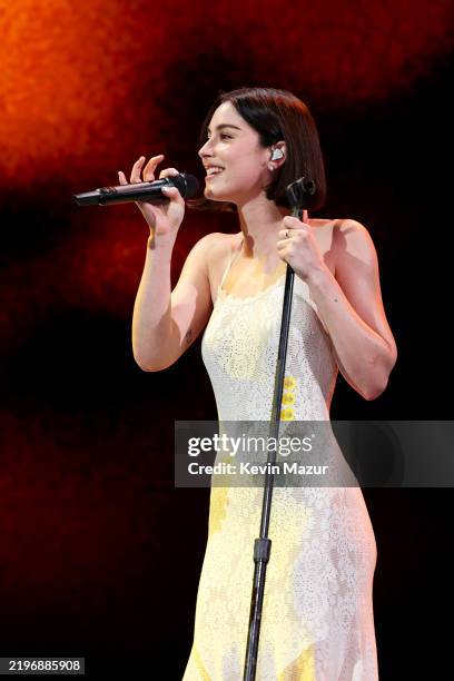 Gracie Abrams performs onstage during the FIREAID Benefit Concert for California Fire Relief at Intuit Dome on January 30, 2025 in Inglewood,...