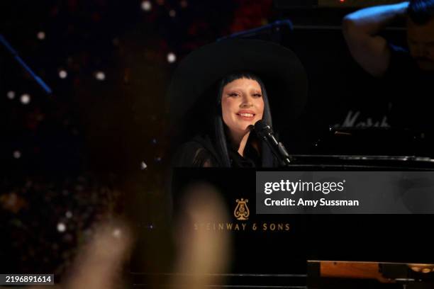 Lady Gaga performs onstage during the FIREAID Benefit Concert for California Fire Relief at Intuit Dome on January 30, 2025 in Inglewood, California.