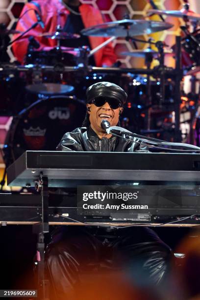 Stevie Wonder performs onstage during the FIREAID Benefit Concert for California Fire Relief at Intuit Dome on January 30, 2025 in Inglewood,...