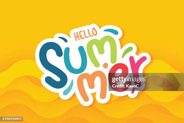 schriftzug komposition von summer vacation. sommerschriftzug auf abstraktem hintergrund. stock-illustration - strandurlaub stock-grafiken, -clipart, -cartoons und -symbole