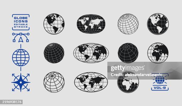 globus-icons-designelemente - planet stock-grafiken, -clipart, -cartoons und -symbole