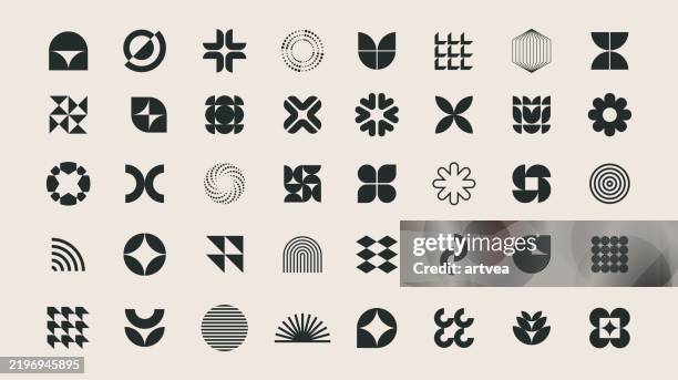 illustrations, cliparts, dessins animés et icônes de ensemble vectoriel d’éléments de conception de symboles de style bauhaus géométrique minimaliste - bauhaus