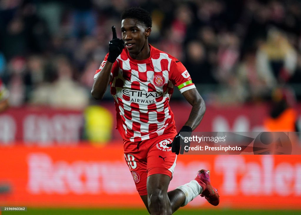 Yaser Yaser Asprilla of Girona FC celebrates the 2-0 during the La Liga EA ...