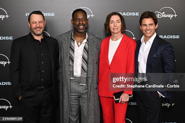 Dan Fogelman, Sterling K. Brown, Julianne Nicholson and James Marsden attend the "Paradise" By Disney + Premiere at Pathe Capucines on January 31,...