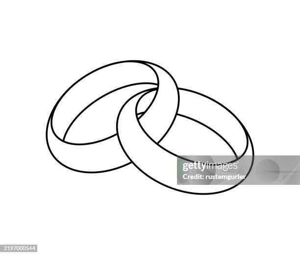 wedding rings line vector on white background - wedding ring stock illustrations