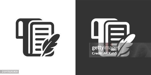 writing glyph solid icon. black and white icon series. perfect pixel isolated on white and black background - human machine interface stock illustrations