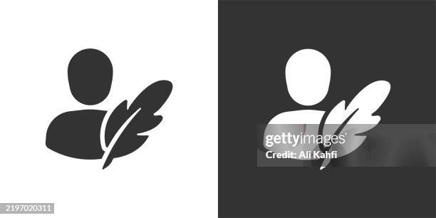 author glyph solid icon. black and white icon series. perfect pixel isolated on white and black background - human machine interface stock illustrations