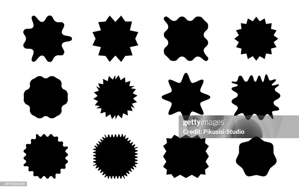 Abstract black geometric shape, silhouette icon set.