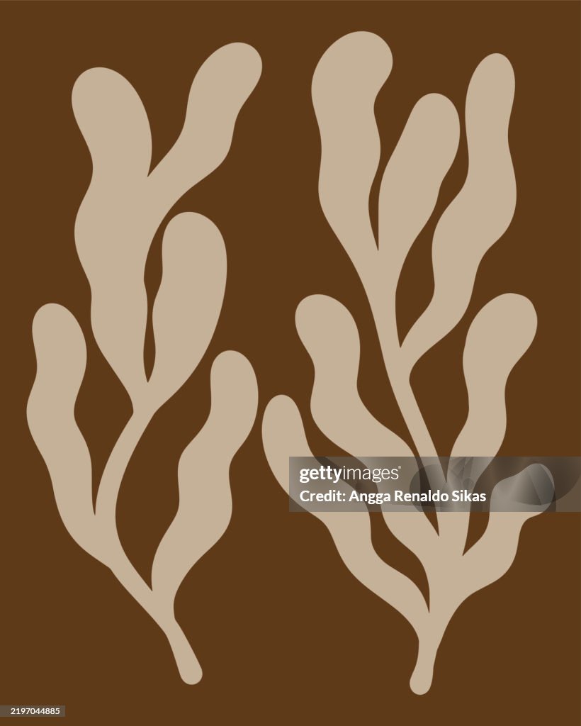 Fern branches in cut outs art style graphics for poster, t shirt, cards and various print products