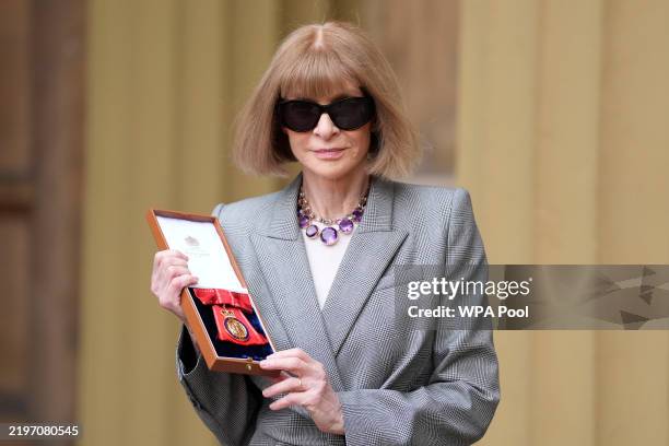 Dame Anna Wintour, from New York, Editor in Chief, Vogue, Global Editorial Director, Vogue and Global Content Officer, Conde Nast, after being made a...
