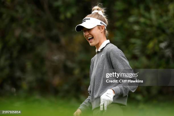 Nelly Korda of the United States reacts on the first tee during the third round of the Hilton Grand Vacations Tournament of Champions 2025 at Lake...