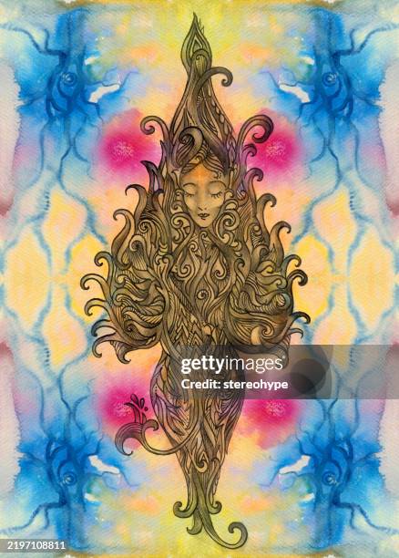 prayer cocoon - pagan stock illustrations
