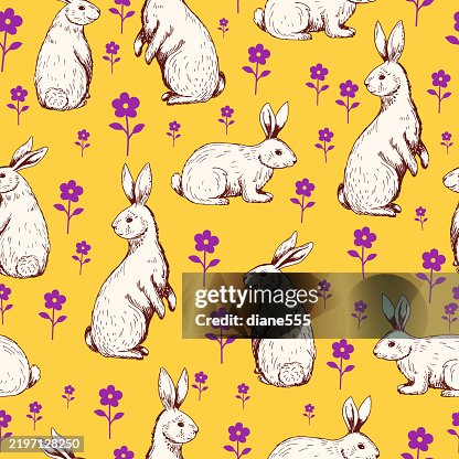 Cute Easter Rabbits Seamless Background Pattern Cute Easter Rabbits Seamless Background Pattern