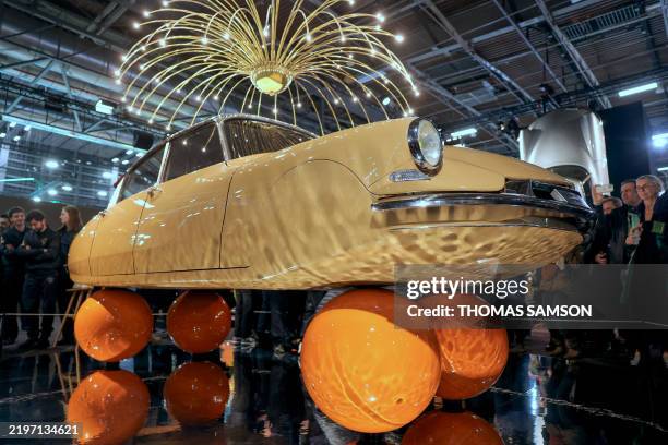 The Citroen DS Ballons, celebrating its 70th anniversary, is displayed at the 49th edition of the Retromobile exhibition, the international Classic...