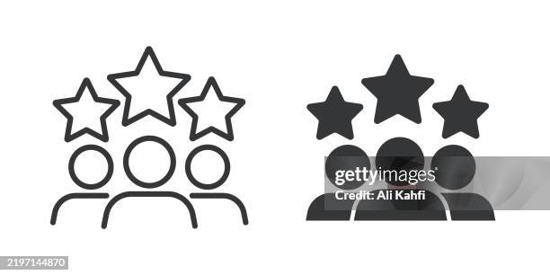 illustrazioni stock, clip art, cartoni animati e icone di tendenza di icona della linea sottile e del glifo solido della relazione con il cliente. tratto modificabile e pixel perfetto isolato su sfondo trasparente - risultati