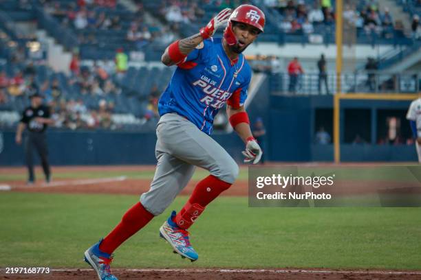 Eddie Rosario during the game between Puerto Rico and Dominican Republic as part of the Serie Del Caribe 2025 at Estadio El Nido De Los Aguila on...