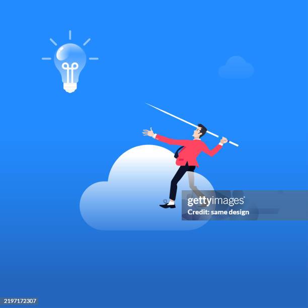 navigating the cloud of innovation" - digital transformation cloud stock illustrations