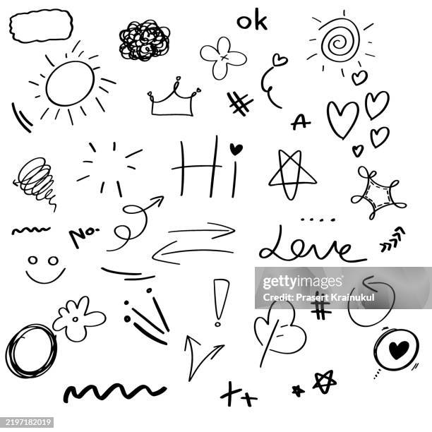 encouragement massages and talk in massage box. drawing style isolated on white - gribouillage photos et images de collection