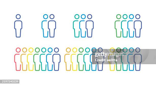 illustrations, cliparts, dessins animés et icônes de illustration vectorielle d’icônes de personnes. - chiffre 1 illustrations